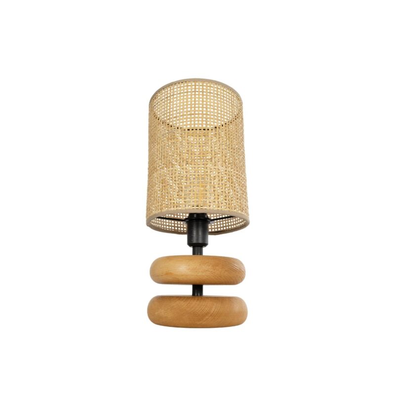GLOBOSTAR® KLOO 204-0143 Boho Επιτραπέζιο Φωτιστικό Πορτατίφ με Ντουί 1 x E14 AC 220-240V IP20 – Καφέ & Μπεζ – Μ15 x Π15 x Υ35cm