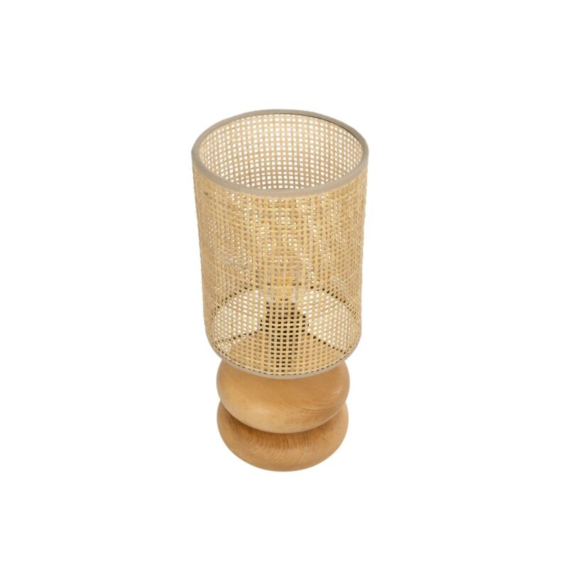 GLOBOSTAR® KLOO 204-0143 Boho Επιτραπέζιο Φωτιστικό Πορτατίφ με Ντουί 1 x E14 AC 220-240V IP20 – Καφέ & Μπεζ – Μ15 x Π15 x Υ35cm