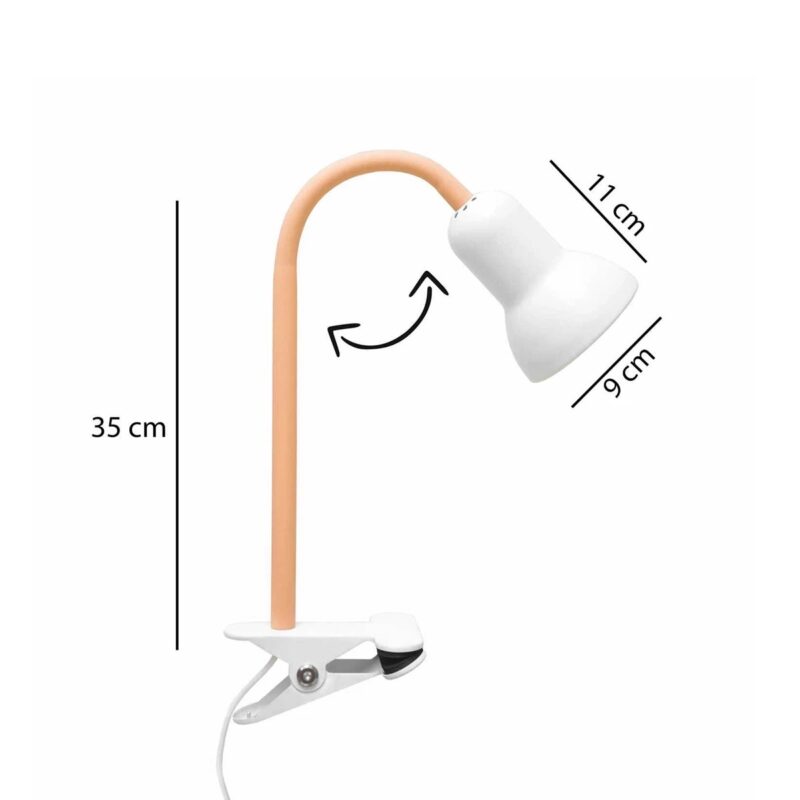 GLOBOSTAR® TAVOLO 204-0151 Παιδικό Επιτραπέζιο Φωτιστικό Πορτατίφ με Ντουί 1 x E14 AC 220-240V IP20 – Πορτοκαλί & Λευκό – Μ11 x Π9 x Υ35cm