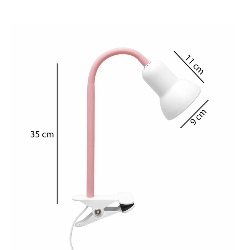 GLOBOSTAR® TAVOLO 204-0154 Παιδικό Επιτραπέζιο Φωτιστικό Πορτατίφ με Ντουί 1 x E14 AC 220-240V IP20 – Ροζ & Λευκό – Μ11 x Π9 x Υ35cm