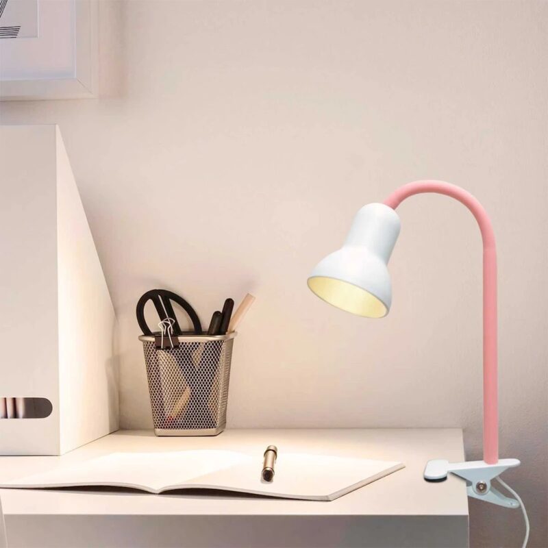 GLOBOSTAR® TAVOLO 204-0154 Παιδικό Επιτραπέζιο Φωτιστικό Πορτατίφ με Ντουί 1 x E14 AC 220-240V IP20 – Ροζ & Λευκό – Μ11 x Π9 x Υ35cm