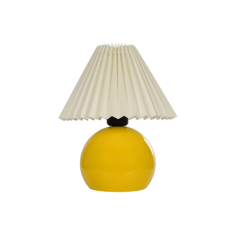 GLOBOSTAR® LISBON 204-0155 Μοντέρνο Επιτραπέζιο Φωτιστικό Πορτατίφ με Ντουί 1 x E27 AC 220-240V IP20 – Κίτρινο & Μπεζ – Μ24 x Π24 x Υ28cm