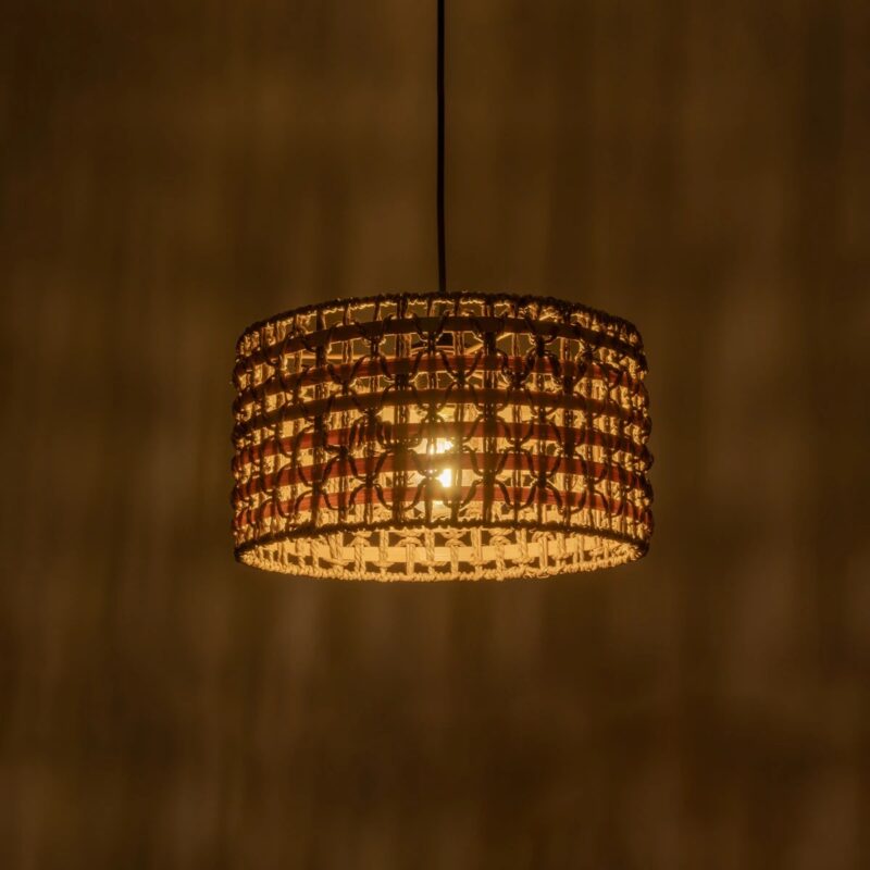 GLOBOSTAR® POMEGRANDE 204-0158 Boho Κρεμαστό Φωτιστικό Οροφής με Ντουί 1 x E27 AC 220-240V IP20 – Μπεζ & Καφέ – Μ30 x Π30 x Υ18cm