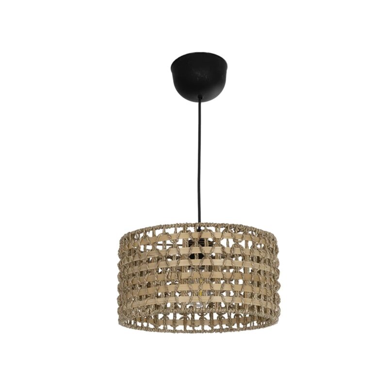 GLOBOSTAR® POMEGRANDE 204-0158 Boho Κρεμαστό Φωτιστικό Οροφής με Ντουί 1 x E27 AC 220-240V IP20 – Μπεζ & Καφέ – Μ30 x Π30 x Υ18cm