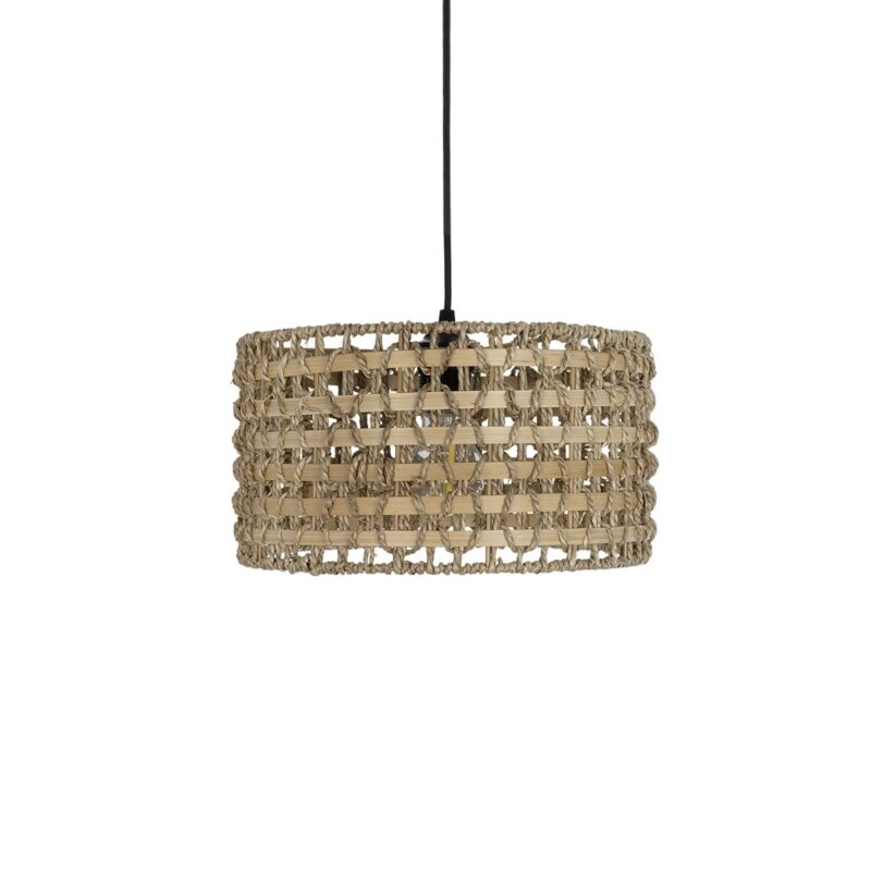 GLOBOSTAR® POMEGRANDE 204-0158 Boho Κρεμαστό Φωτιστικό Οροφής με Ντουί 1 x E27 AC 220-240V IP20 – Μπεζ & Καφέ – Μ30 x Π30 x Υ18cm