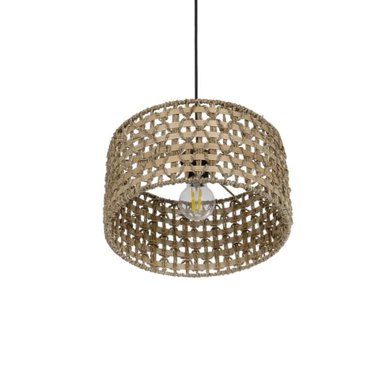 GLOBOSTAR® POMEGRANDE 204-0158 Boho Κρεμαστό Φωτιστικό Οροφής με Ντουί 1 x E27 AC 220-240V IP20 – Μπεζ & Καφέ – Μ30 x Π30 x Υ18cm
