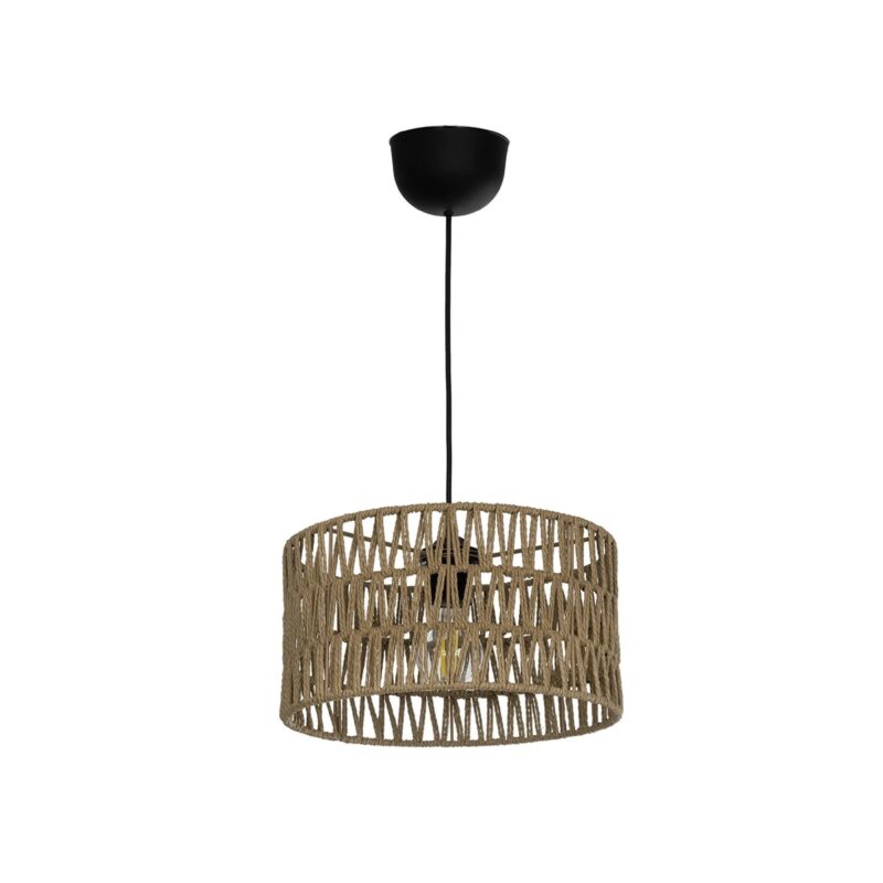 GLOBOSTAR® DARIO 204-0166 Boho Κρεμαστό Φωτιστικό Οροφής με Ντουί 1 x E27 AC 220-240V IP20 – Μπεζ – Μ30 x Π30 x Υ18cm