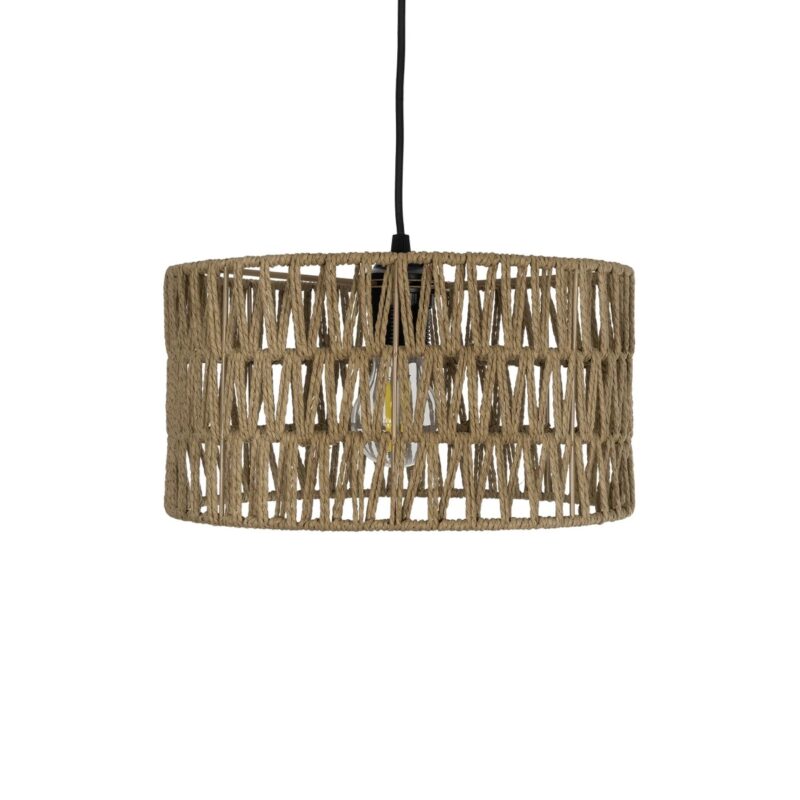 GLOBOSTAR® DARIO 204-0166 Boho Κρεμαστό Φωτιστικό Οροφής με Ντουί 1 x E27 AC 220-240V IP20 – Μπεζ – Μ30 x Π30 x Υ18cm