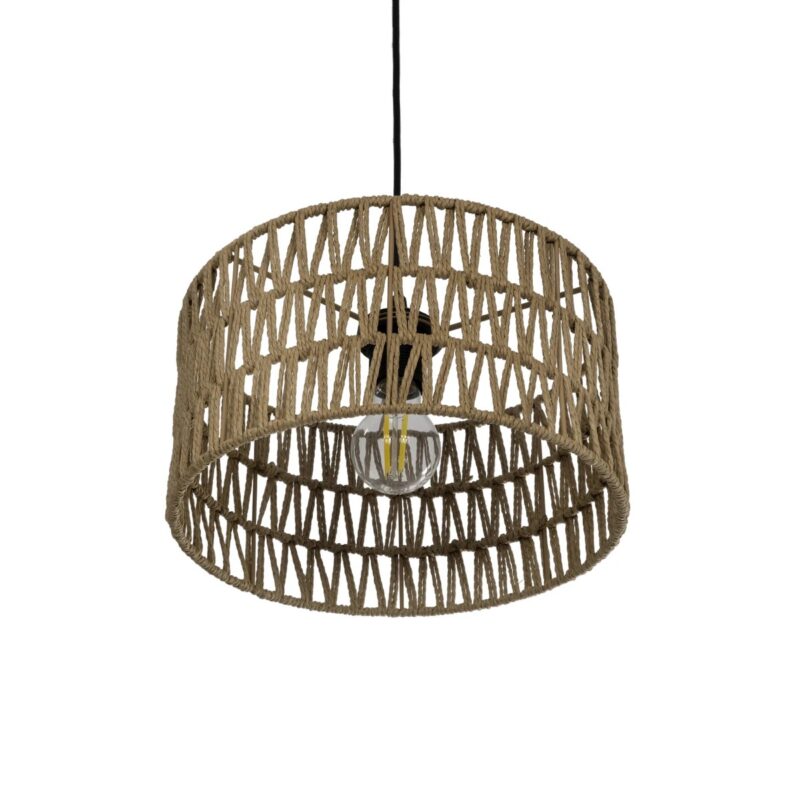 GLOBOSTAR® DARIO 204-0166 Boho Κρεμαστό Φωτιστικό Οροφής με Ντουί 1 x E27 AC 220-240V IP20 – Μπεζ – Μ30 x Π30 x Υ18cm