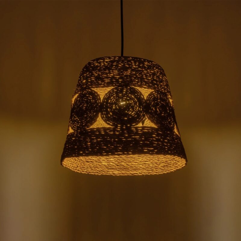 GLOBOSTAR® PANIER 204-0170 Boho Κρεμαστό Φωτιστικό Οροφής με Ντουί 1 x E27 AC 220-240V IP20 – Μπεζ – Μ32 x Π32 x Υ30cm