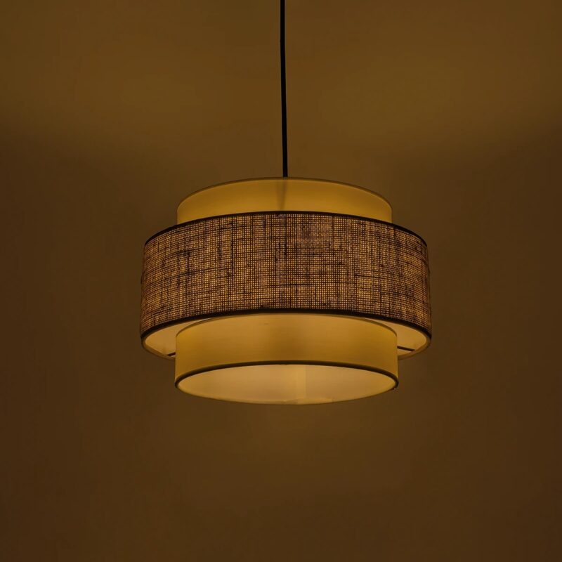 GLOBOSTAR® SOHO 204-0172 Μοντέρνο Κρεμαστό Φωτιστικό Οροφής με Ντουί 1 x E27 AC 220-240V IP20 – Καφέ & Μπεζ – Μ30 x Π30 x Υ20cm