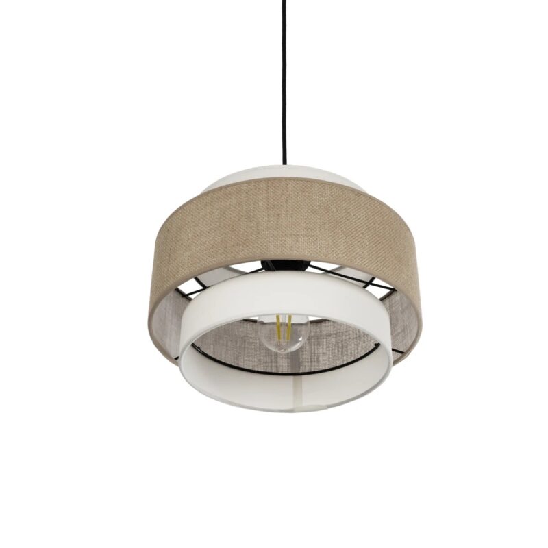 GLOBOSTAR® SOHO 204-0172 Μοντέρνο Κρεμαστό Φωτιστικό Οροφής με Ντουί 1 x E27 AC 220-240V IP20 – Καφέ & Μπεζ – Μ30 x Π30 x Υ20cm