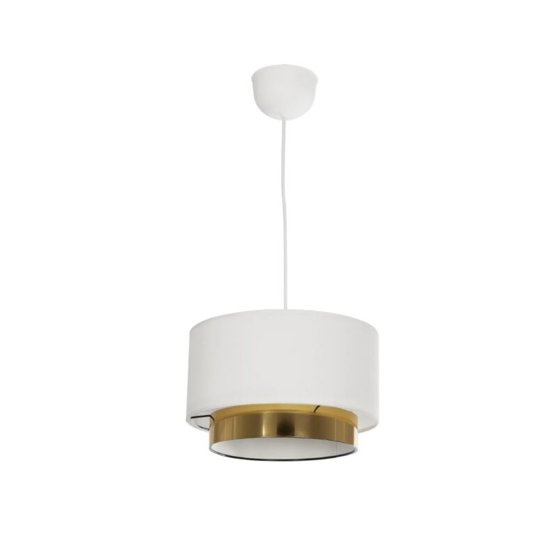 GLOBOSTAR® BASIL 204-0173 Μοντέρνο Κρεμαστό Φωτιστικό Οροφής με Ντουί 1 x E27 AC 220-240V IP20 – Μπεζ & Χρυσό – Μ30 x Π30 x Υ20cm
