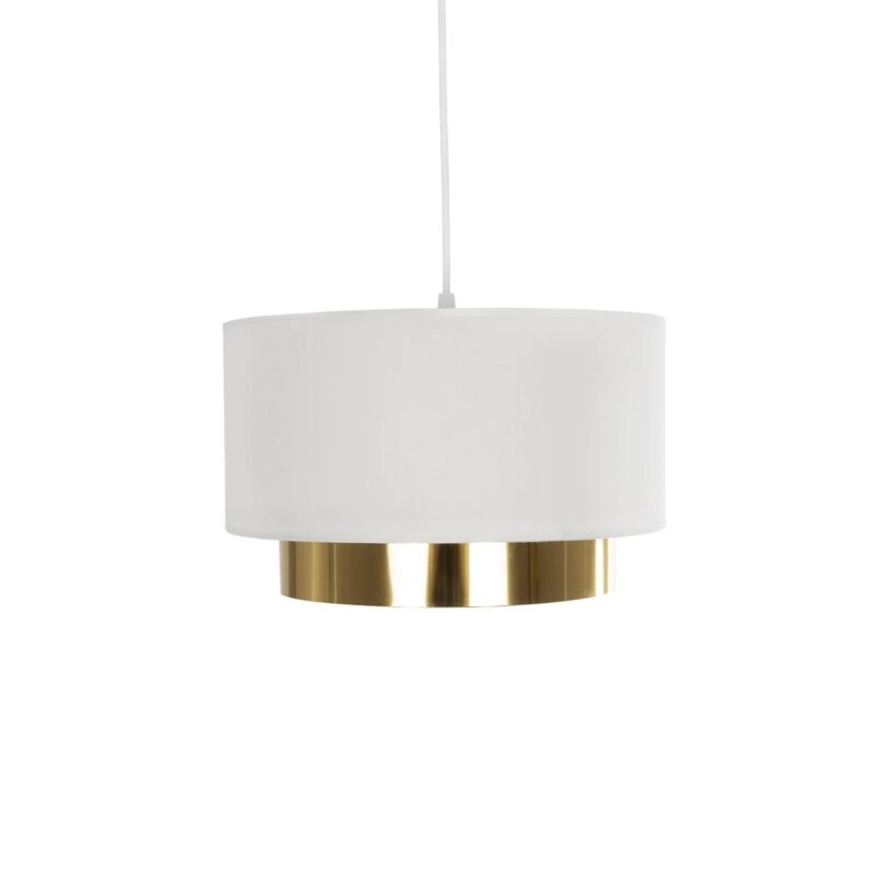 GLOBOSTAR® BASIL 204-0173 Μοντέρνο Κρεμαστό Φωτιστικό Οροφής με Ντουί 1 x E27 AC 220-240V IP20 – Μπεζ & Χρυσό – Μ30 x Π30 x Υ20cm