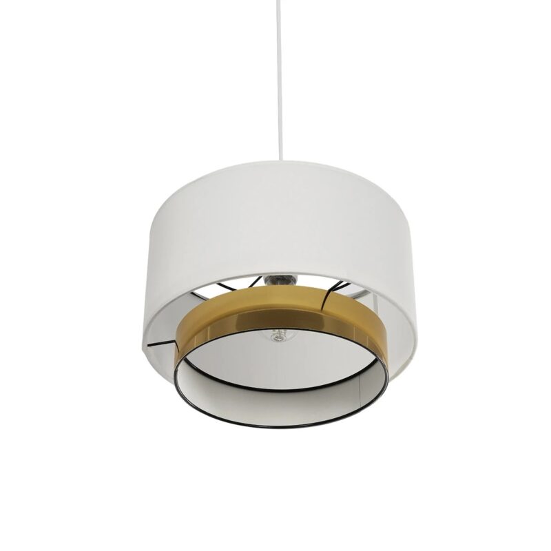 GLOBOSTAR® BASIL 204-0173 Μοντέρνο Κρεμαστό Φωτιστικό Οροφής με Ντουί 1 x E27 AC 220-240V IP20 – Μπεζ & Χρυσό – Μ30 x Π30 x Υ20cm
