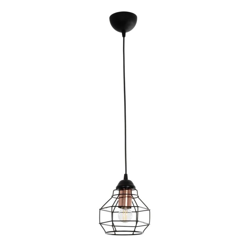 GLOBOSTAR® BUR 204-0180 Μοντέρνο Κρεμαστό Φωτιστικό Οροφής Μονόφωτο 1 x E27 AC 220-240V IP20 Μαύρο – Μ16 x Π16 x Υ19cm