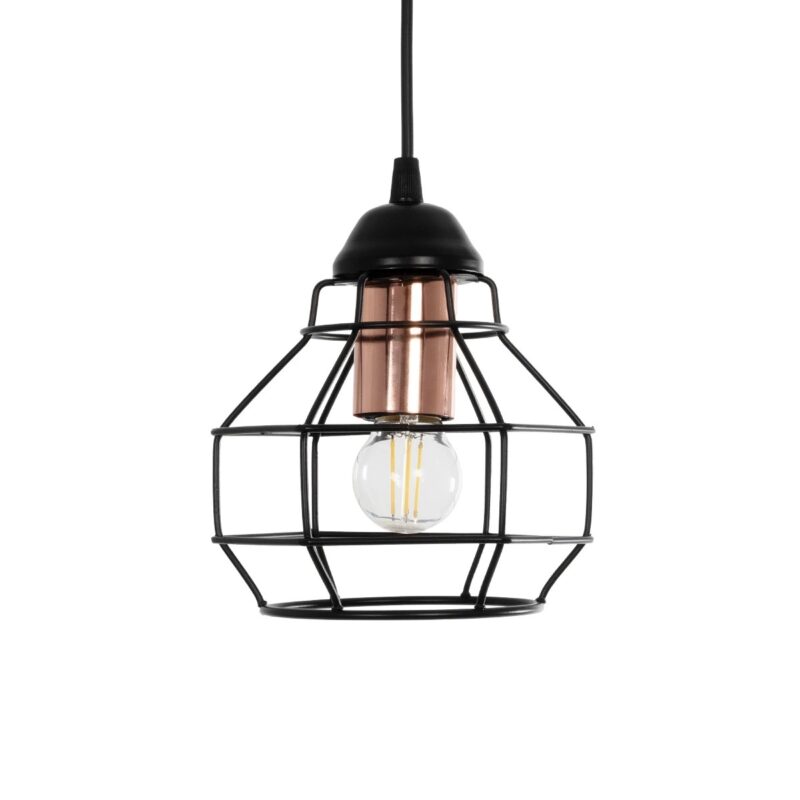 GLOBOSTAR® BUR 204-0180 Μοντέρνο Κρεμαστό Φωτιστικό Οροφής Μονόφωτο 1 x E27 AC 220-240V IP20 Μαύρο – Μ16 x Π16 x Υ19cm