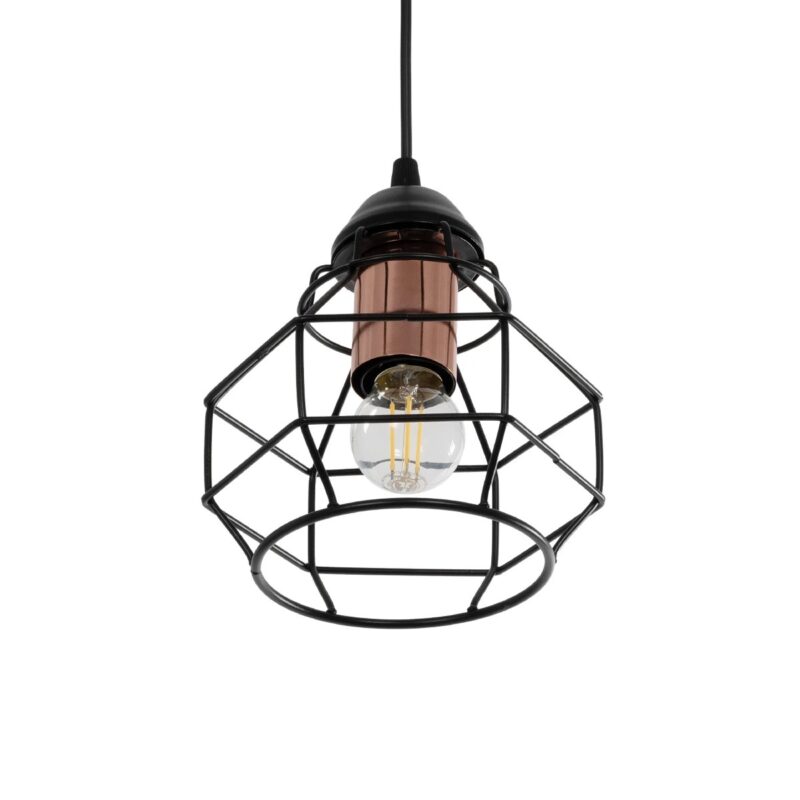 GLOBOSTAR® BUR 204-0180 Μοντέρνο Κρεμαστό Φωτιστικό Οροφής Μονόφωτο 1 x E27 AC 220-240V IP20 Μαύρο – Μ16 x Π16 x Υ19cm