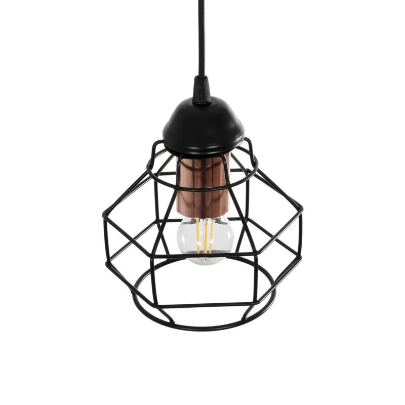 GLOBOSTAR® BUR 204-0180 Μοντέρνο Κρεμαστό Φωτιστικό Οροφής Μονόφωτο 1 x E27 AC 220-240V IP20 Μαύρο – Μ16 x Π16 x Υ19cm