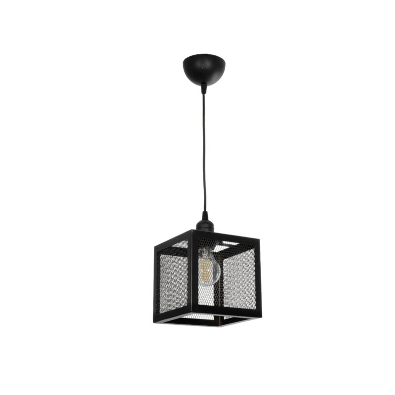 GLOBOSTAR® JAULA 204-0181 Μοντέρνο Κρεμαστό Φωτιστικό Οροφής Μονόφωτο 1 x E27 AC 220-240V IP20 Μαύρο – Μ16 x Π16 x Υ16cm