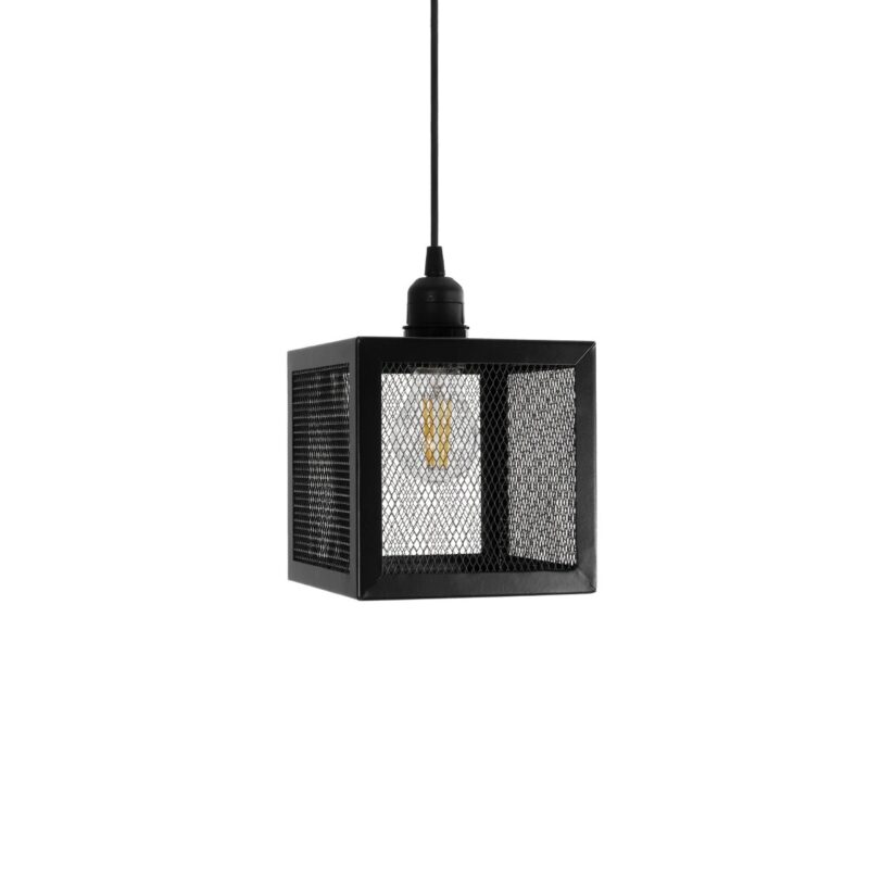 GLOBOSTAR® JAULA 204-0181 Μοντέρνο Κρεμαστό Φωτιστικό Οροφής Μονόφωτο 1 x E27 AC 220-240V IP20 Μαύρο – Μ16 x Π16 x Υ16cm