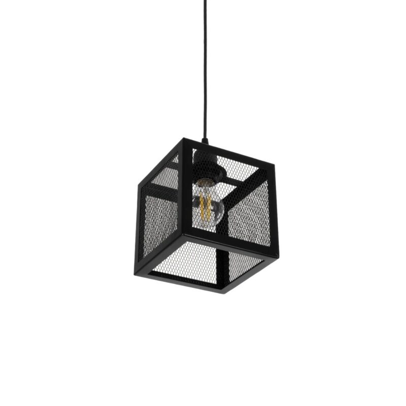 GLOBOSTAR® JAULA 204-0181 Μοντέρνο Κρεμαστό Φωτιστικό Οροφής Μονόφωτο 1 x E27 AC 220-240V IP20 Μαύρο – Μ16 x Π16 x Υ16cm