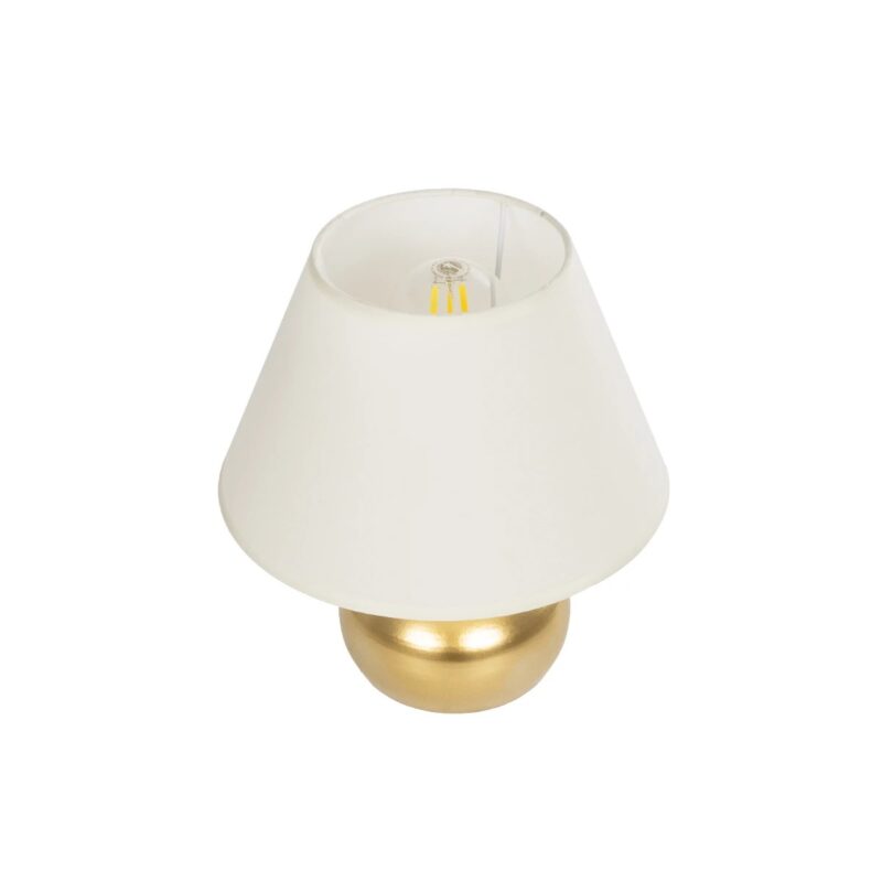 GLOBOSTAR® KORG 204-0184 Μοντέρνο Επιτραπέζιο Φωτιστικό Πορτατίφ με Ντουί 1 x E27 AC 220-240V IP20 – Χάλκινο & Μπεζ – Μ17 x Π17 x Υ23cm