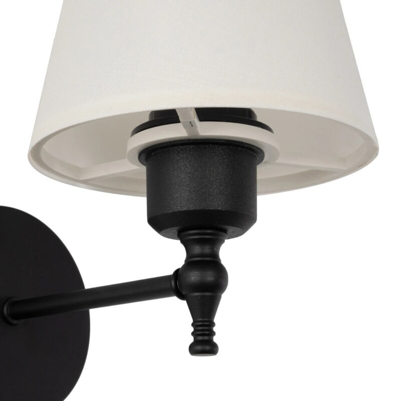 GLOBOSTAR® ELEGANTE 204-0186 Μοντέρνο Φωτιστικό Τοίχου – Απλίκα με Ντουί 1 x E27 AC 220-240V IP20 – Μαύρο & Μπεζ – Μ14 x Π22 x Υ24cm