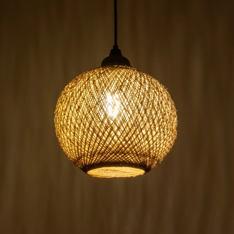GLOBOSTAR® SOLEI 205-0003 Boho Κρεμαστό Φωτιστικό Οροφής με Ντουί 1 x E27 AC 220-240V IP20 – Μπεζ – M20 x Π20 x Υ25cm