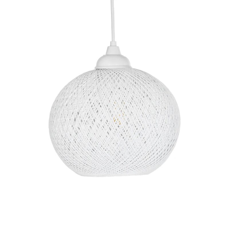 GLOBOSTAR® SOLEI 205-0009 Boho Κρεμαστό Φωτιστικό Οροφής με Ντουί 1 x E27 AC 220-240V IP20 – Λευκό – M20 x Π20 x Υ25cm