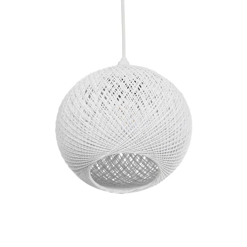 GLOBOSTAR® SOLEI 205-0009 Boho Κρεμαστό Φωτιστικό Οροφής με Ντουί 1 x E27 AC 220-240V IP20 – Λευκό – M20 x Π20 x Υ25cm