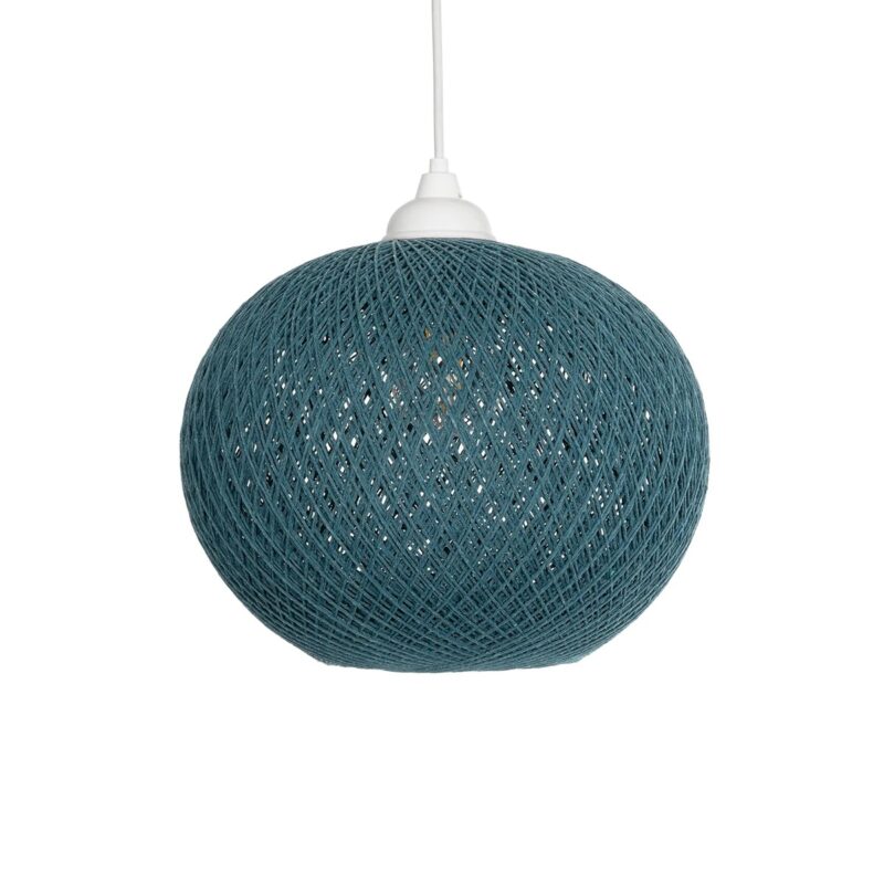 GLOBOSTAR® SOLEI 205-0011 Boho Κρεμαστό Φωτιστικό Οροφής με Ντουί 1 x E27 AC 220-240V IP20 – Τιρκουάζ – M30 x Π30 x Υ26cm
