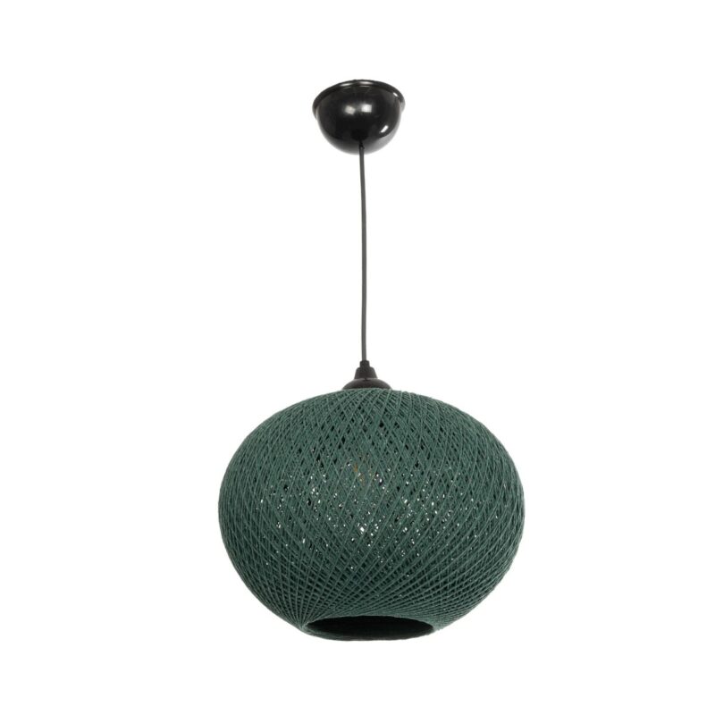 GLOBOSTAR® SOLEI 205-0014 Boho Κρεμαστό Φωτιστικό Οροφής με Ντουί 1 x E27 AC 220-240V IP20 – Πράσινο – M30 x Π30 x Υ26cm