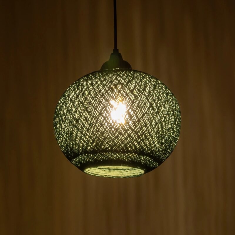 GLOBOSTAR® SOLEI 205-0015 Boho Κρεμαστό Φωτιστικό Οροφής με Ντουί 1 x E27 AC 220-240V IP20 – Πράσινο – M20 x Π20 x Υ25cm