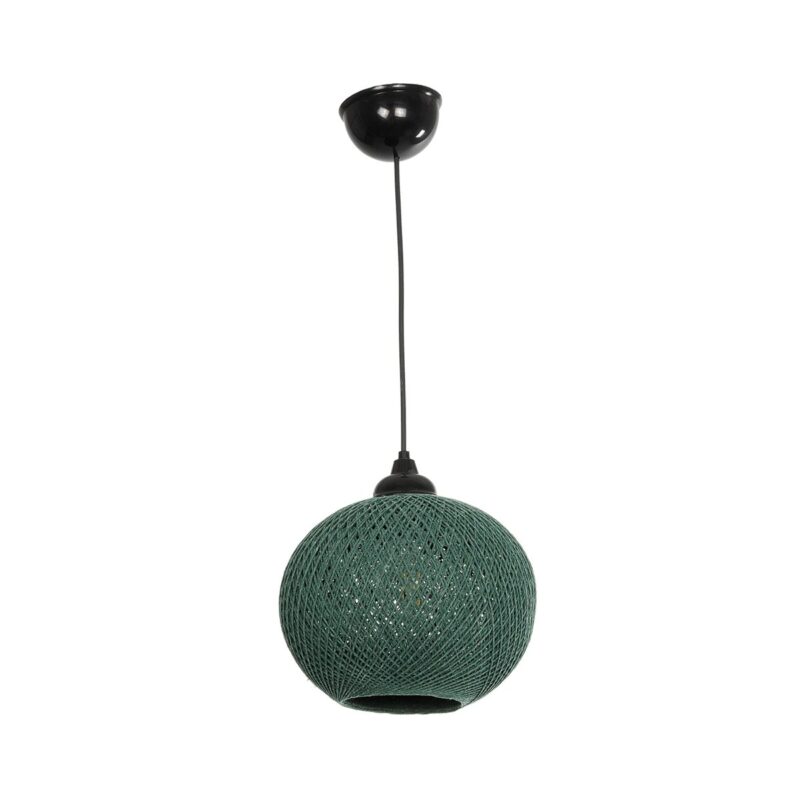 GLOBOSTAR® SOLEI 205-0015 Boho Κρεμαστό Φωτιστικό Οροφής με Ντουί 1 x E27 AC 220-240V IP20 – Πράσινο – M20 x Π20 x Υ25cm