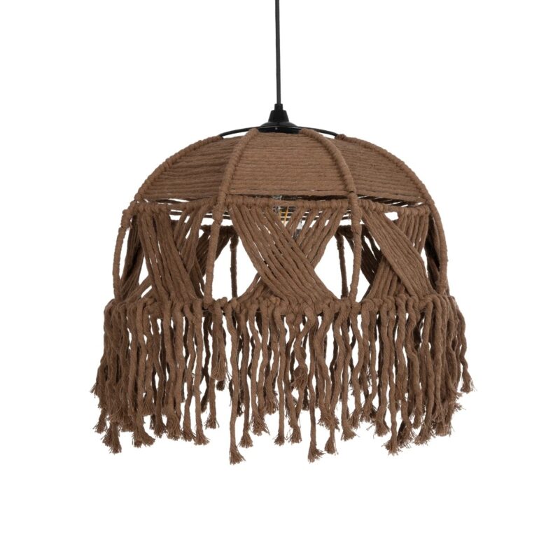 GLOBOSTAR® TONA 205-0016 Boho Κρεμαστό Φωτιστικό Οροφής με Ντουί 1 x E27 AC 220-240V IP20 – Καφέ- M40 x Π40 x Υ38cm