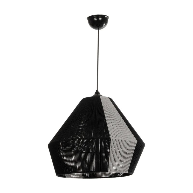 GLOBOSTAR® ANGULUS 205-0021 Boho Κρεμαστό Φωτιστικό Οροφής με Ντουί 1 x E27 AC 220-240V IP20 – Μαύρο & Γκρι – M40 x Π40 x Υ35cm