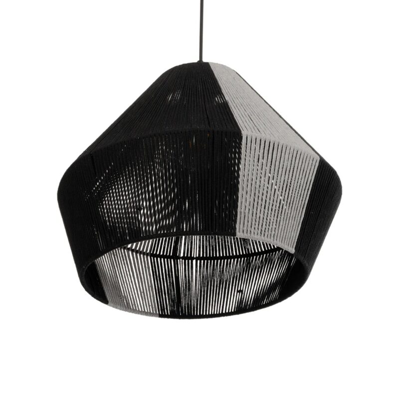 GLOBOSTAR® ANGULUS 205-0021 Boho Κρεμαστό Φωτιστικό Οροφής με Ντουί 1 x E27 AC 220-240V IP20 – Μαύρο & Γκρι – M40 x Π40 x Υ35cm