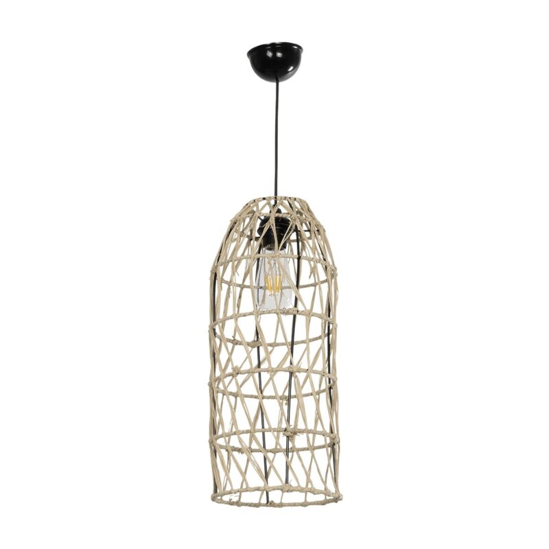 GLOBOSTAR® NETI 205-0024 Boho Κρεμαστό Φωτιστικό Οροφής με Ντουί 1 x E27 AC 220-240V IP20 – Μπεζ – M20 x Π20 x Υ49cm