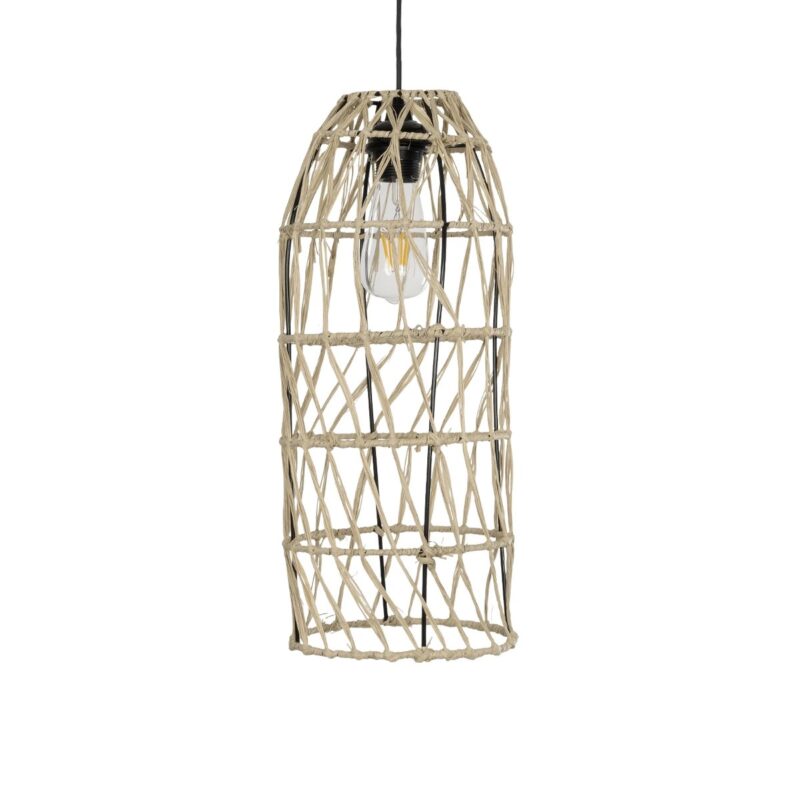 GLOBOSTAR® NETI 205-0024 Boho Κρεμαστό Φωτιστικό Οροφής με Ντουί 1 x E27 AC 220-240V IP20 – Μπεζ – M20 x Π20 x Υ49cm
