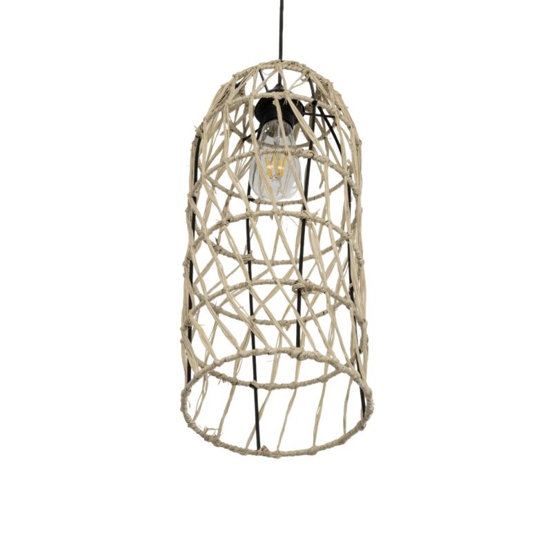 GLOBOSTAR® NETI 205-0024 Boho Κρεμαστό Φωτιστικό Οροφής με Ντουί 1 x E27 AC 220-240V IP20 – Μπεζ – M20 x Π20 x Υ49cm