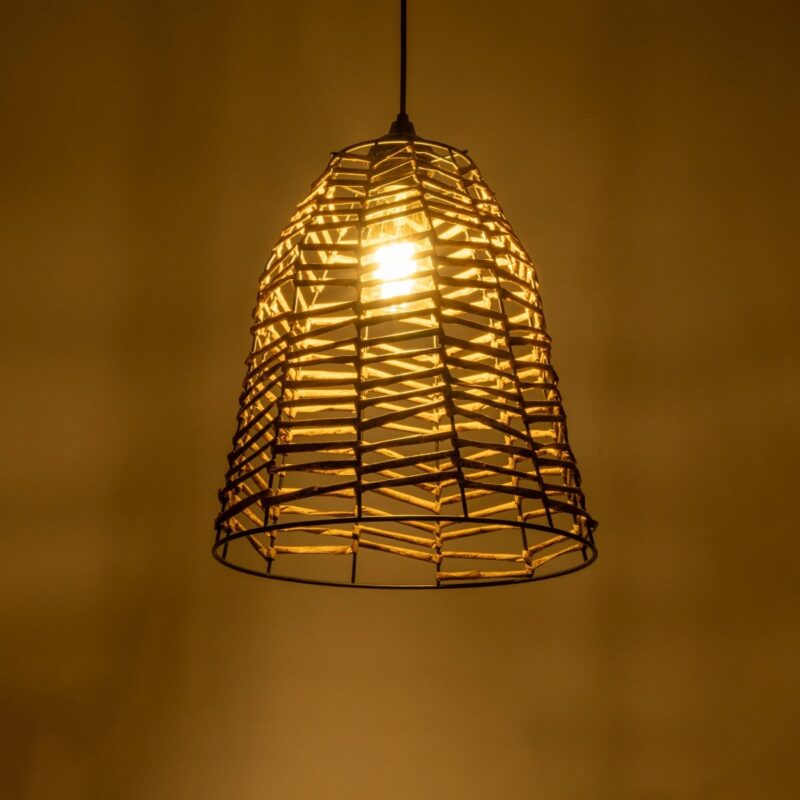 GLOBOSTAR® NETZ 205-0026 Boho Κρεμαστό Φωτιστικό Οροφής με Ντουί 1 x E27 AC 220-240V IP20 – Μπεζ – M30 x Π30 x Υ38cm