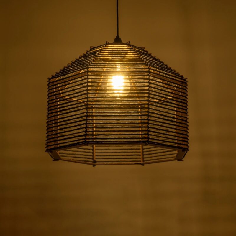 GLOBOSTAR® VORK 205-0027 Boho Κρεμαστό Φωτιστικό Οροφής με Ντουί 1 x E27 AC 220-240V IP20 – Μαύρο – M40 x Π40 x Υ36cm