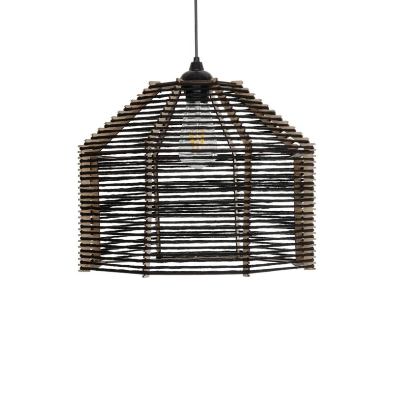 GLOBOSTAR® VORK 205-0027 Boho Κρεμαστό Φωτιστικό Οροφής με Ντουί 1 x E27 AC 220-240V IP20 – Μαύρο – M40 x Π40 x Υ36cm