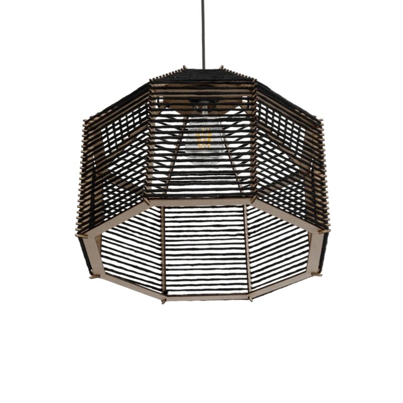 GLOBOSTAR® VORK 205-0027 Boho Κρεμαστό Φωτιστικό Οροφής με Ντουί 1 x E27 AC 220-240V IP20 – Μαύρο – M40 x Π40 x Υ36cm