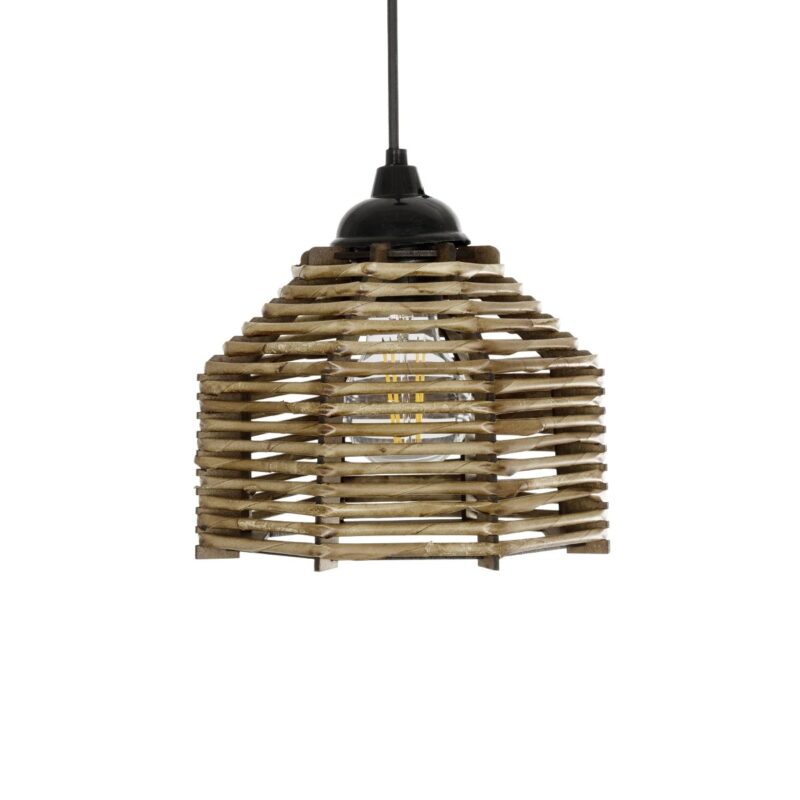 GLOBOSTAR® JUTTI 205-0040 Boho Κρεμαστό Φωτιστικό Οροφής με Ντουί 1 x E27 AC 220-240V IP20 – Μπεζ – M20 x Π20 x Υ18cm