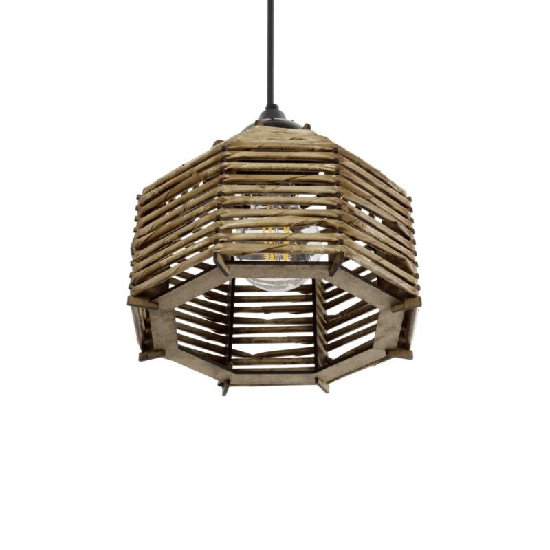 GLOBOSTAR® JUTTI 205-0040 Boho Κρεμαστό Φωτιστικό Οροφής με Ντουί 1 x E27 AC 220-240V IP20 – Μπεζ – M20 x Π20 x Υ18cm