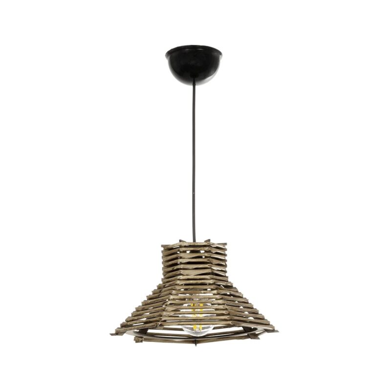 GLOBOSTAR® JUTTI 205-0042 Boho Κρεμαστό Φωτιστικό Οροφής με Ντουί 1 x E27 AC 220-240V IP20 – Μπεζ – M26 x Π26 x Υ15cm