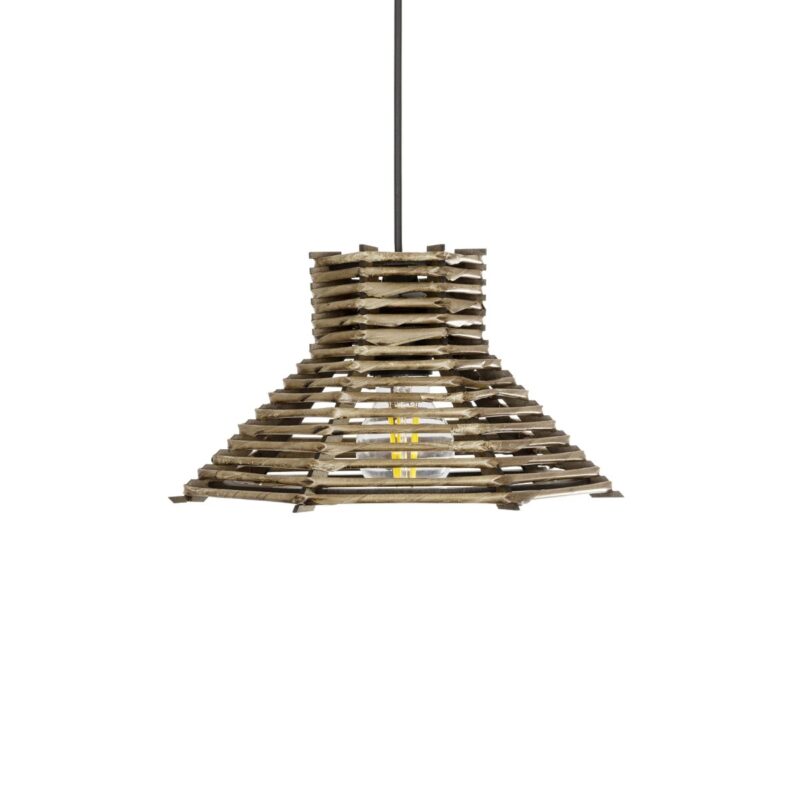 GLOBOSTAR® JUTTI 205-0042 Boho Κρεμαστό Φωτιστικό Οροφής με Ντουί 1 x E27 AC 220-240V IP20 – Μπεζ – M26 x Π26 x Υ15cm