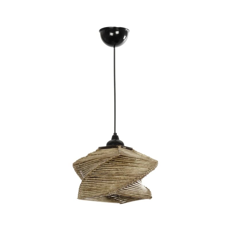 GLOBOSTAR® HUSLE 205-0043 Boho Κρεμαστό Φωτιστικό Οροφής με Ντουί 1 x E27 AC 220-240V IP20 – Μπεζ – M28 x Π28 x Υ19cm